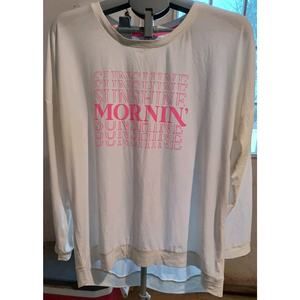 Crown & Ivy Womens Large White Long Sleeve Intimates Sleep 'Mornin Sunshine'
